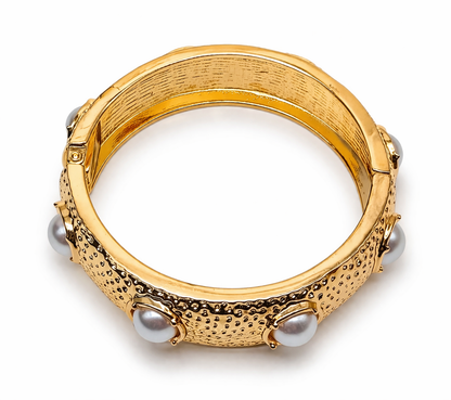 Klapp-Armband Goldfarben Kunstperlen Nickelfrei stilvoll elegant Luxus Yehwang