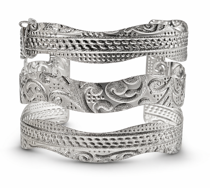 Armreif Matt Silberfarben mit unterschiedliche Reliefs Design nickelfrei Biba