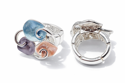 Ring Elastischer Ring Emailliertem Volant Seerosenblätter Bunt Nickelfrei Amorino