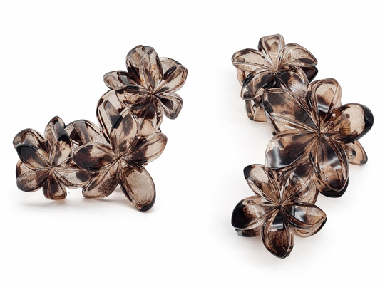 Haarklammer Wildblumen Braun Natur transparent elegant Yehwang