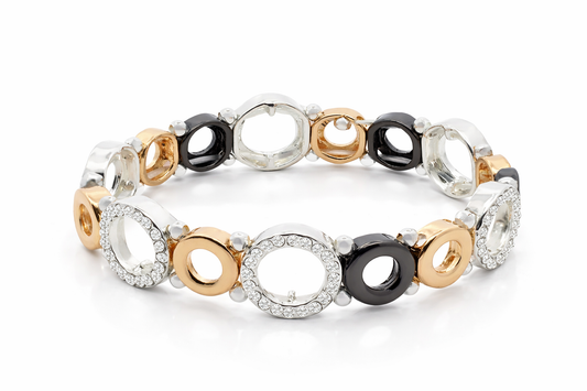 Armband elastisch Strasskreise Gold Silber Gun Metal Trend Amorino