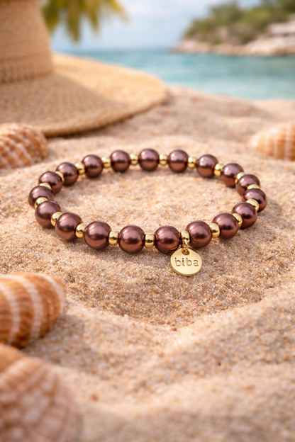 Armband elastisch Braun-Bronze Goldfarben in 3 Größen Trend Sommer Biba