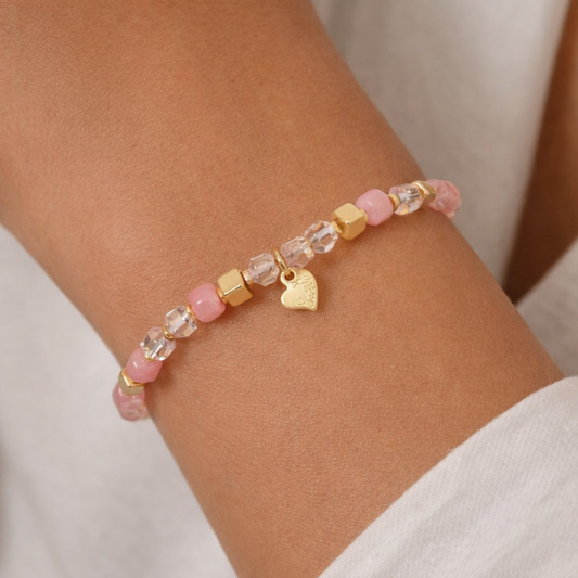 Armband  elastisch Jade Rosa elastisch nickelfrei Sweet7