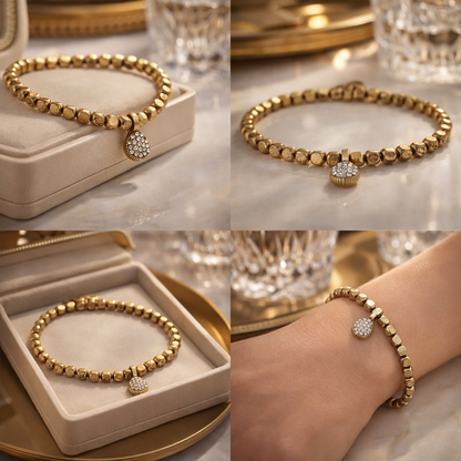 Armband Kupfergold mit Strass-Anhänger Tropfenform Filigran Trend Biba