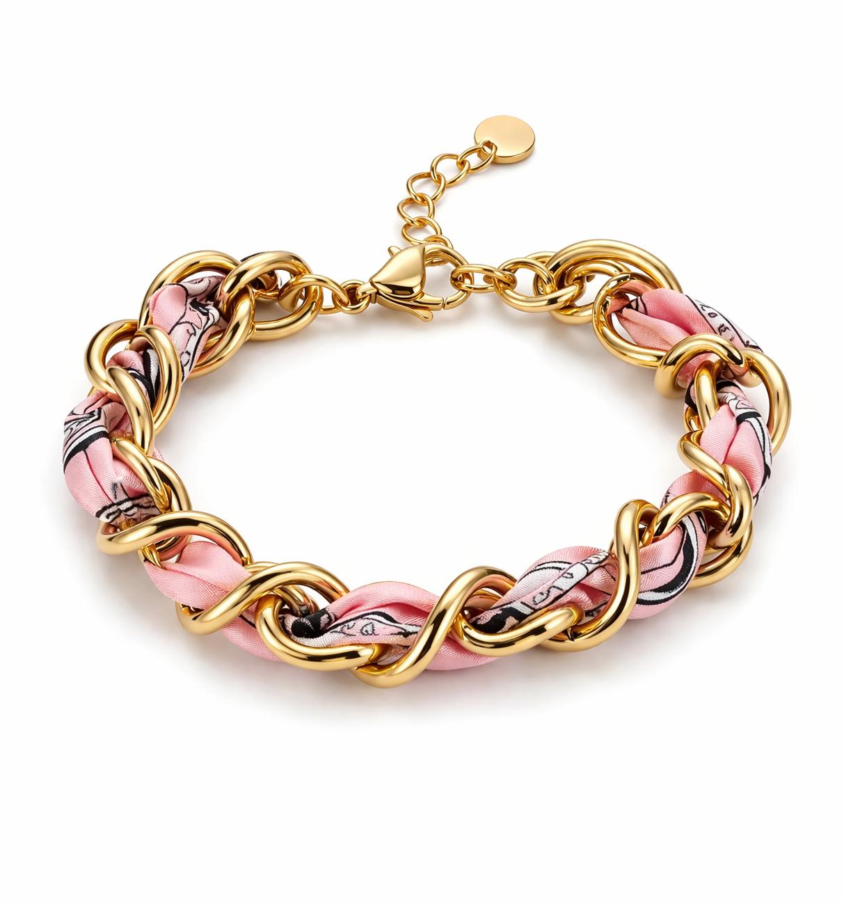 Armband Gliederkette Bandana Goldfarben Rosa Nickelfrei Michelle Bijou