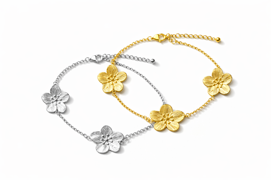 Armband filigranes Armband 3 Butterblumen Silber Goldfarben Elegant Amorino