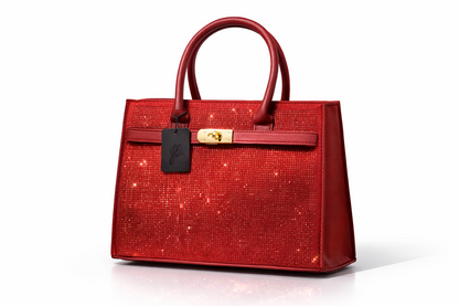 Handtasche Schloss Strass Umhängetasche Rot Bordeaux Statement Yehwang