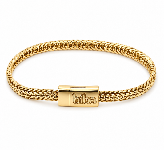 Armband burnished Gold gedrehter Gliederkatte goldfarben 20,5 cm Unisex Biba