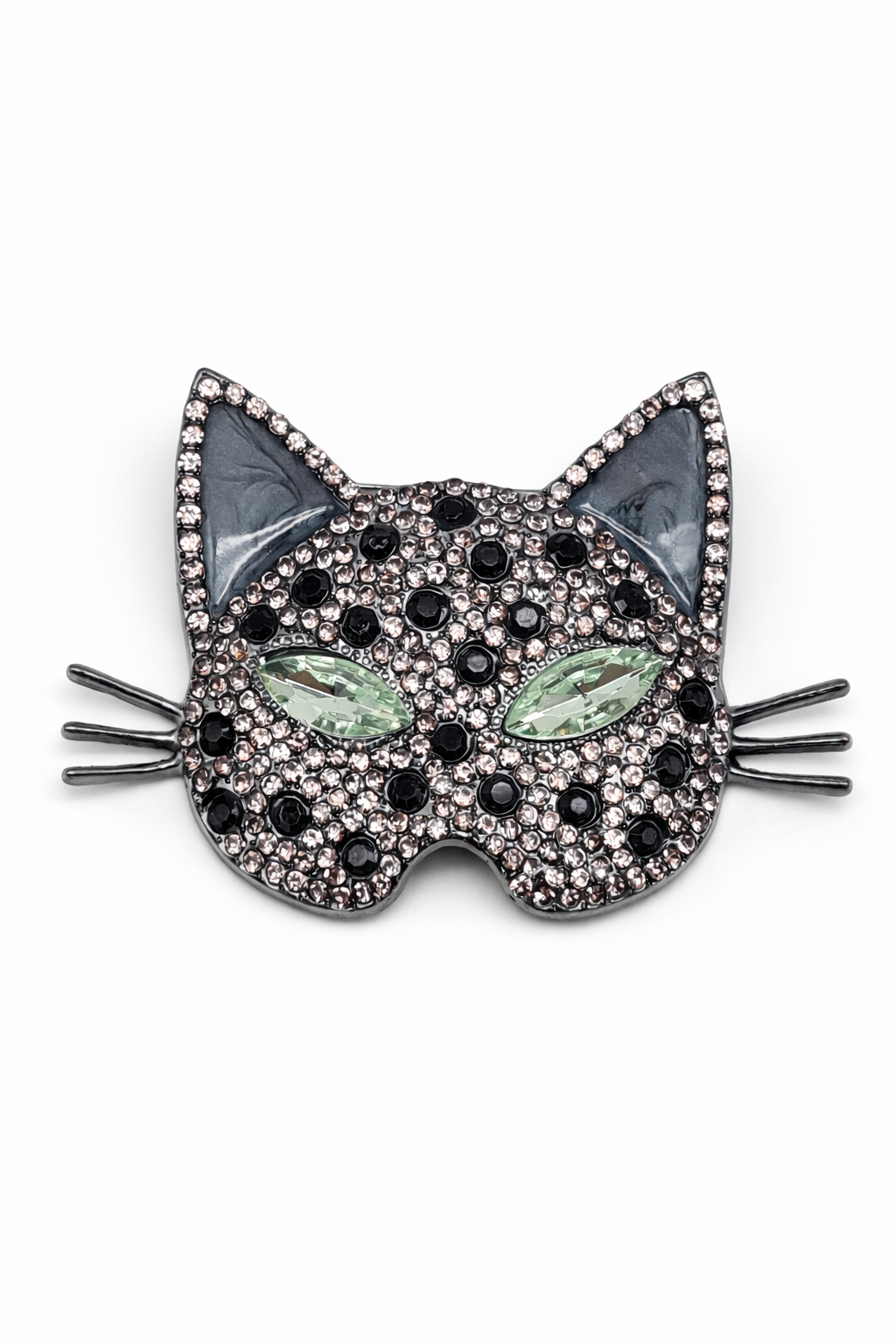 Brosche Katzen Katze Kitten Maske Blau Lilagrau Modeschmuck