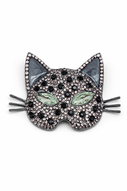 Brosche Katzen Katze Kitten Maske Blau Lilagrau Modeschmuck