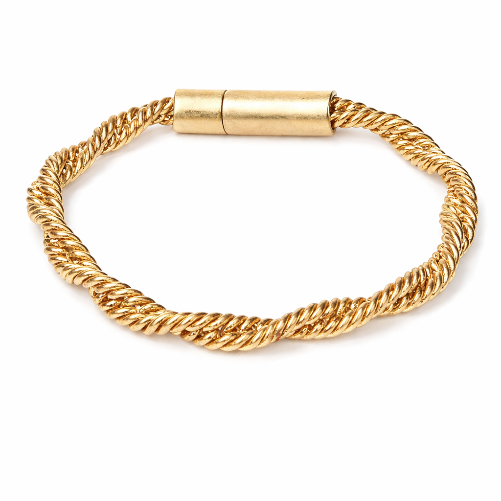Armband burnished Gold gedrehter Gliederkatte goldfarben Nickelfrei Unisex Biba