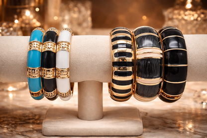 Armband Klapp-Armband Goldfarben Schwarz Weiß Blau Nickelfrei Yehwang