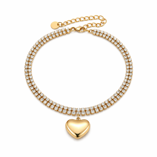 Armband Tennisarmband Strass Herz Geschenk Liebe Straß Michelle Bijou