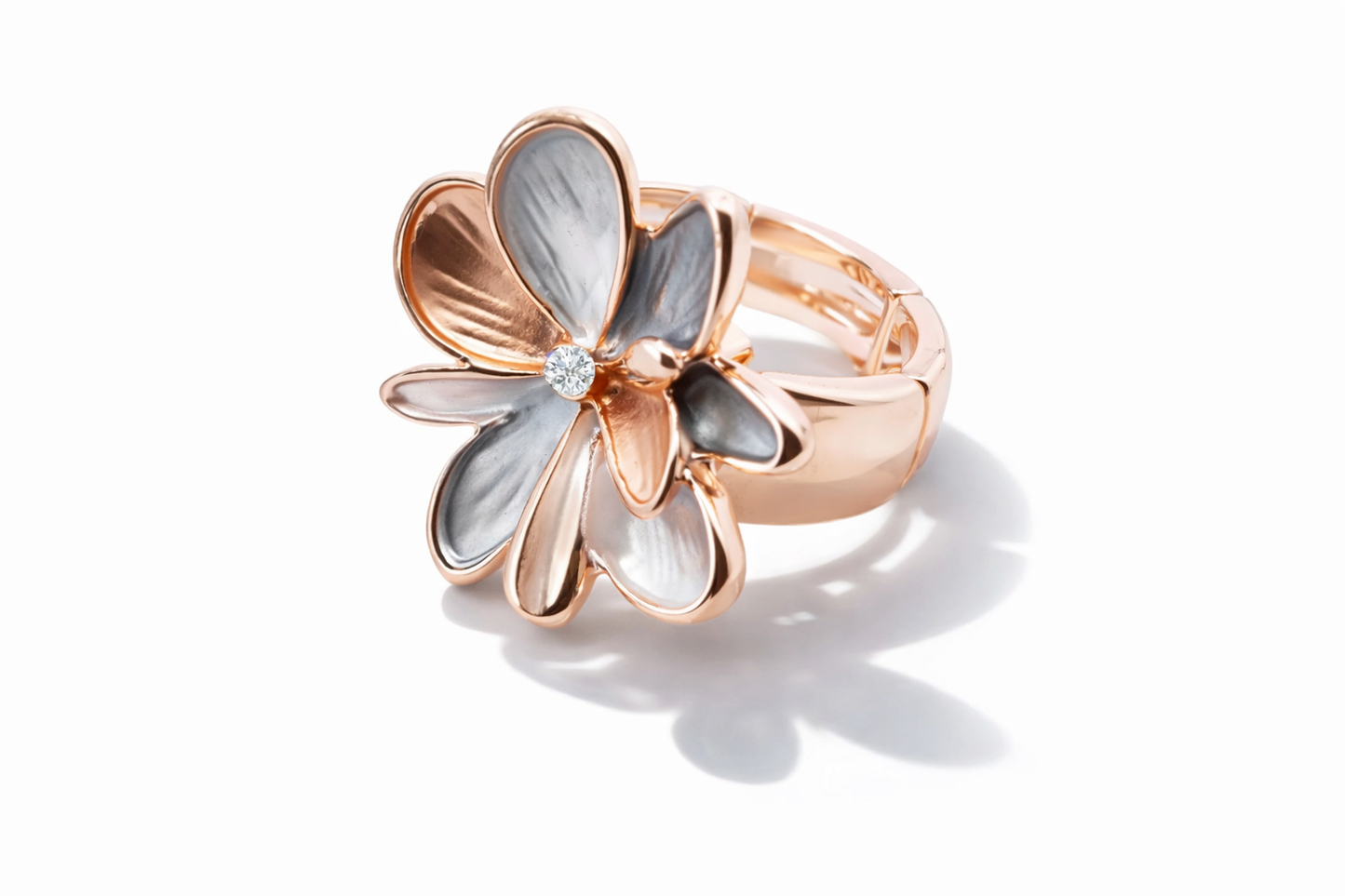 Ring Elastischer Ring Emailliertem Volant Blume Sommer Nickelfrei Amorino