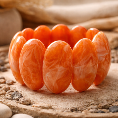 Armband Stretch grün Marmor Orange nickelfrei Acryl Trend 2026 Yehwang