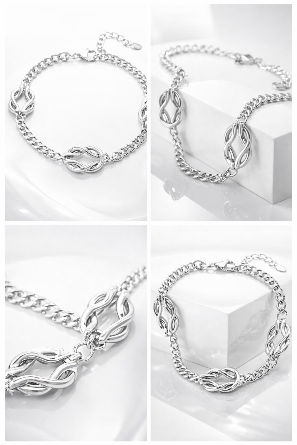 Armband "Love Knot" Silberfarbenes Armband Unisex Nickelfrei Yehwang