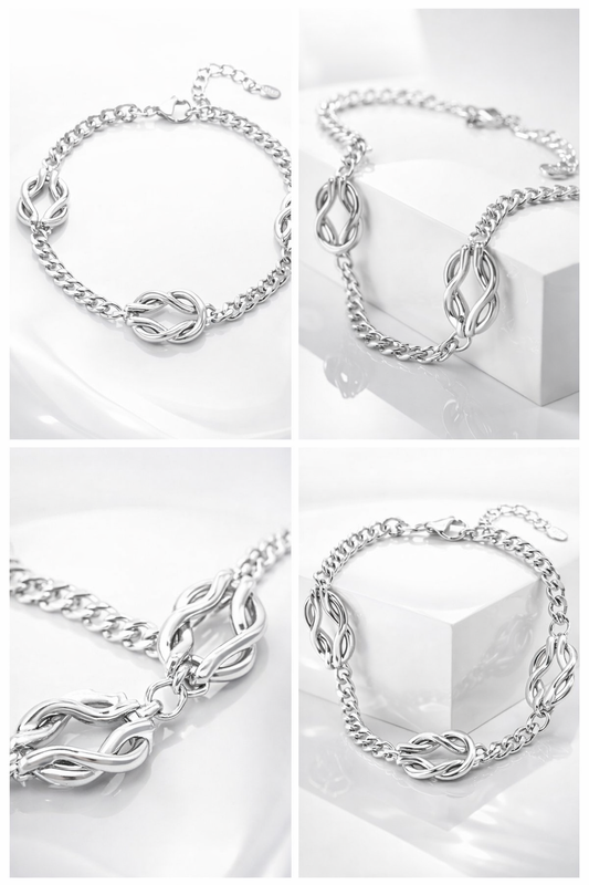 Armband "Love Knot" Silberfarbenes Armband Unisex Nickelfrei Yehwang