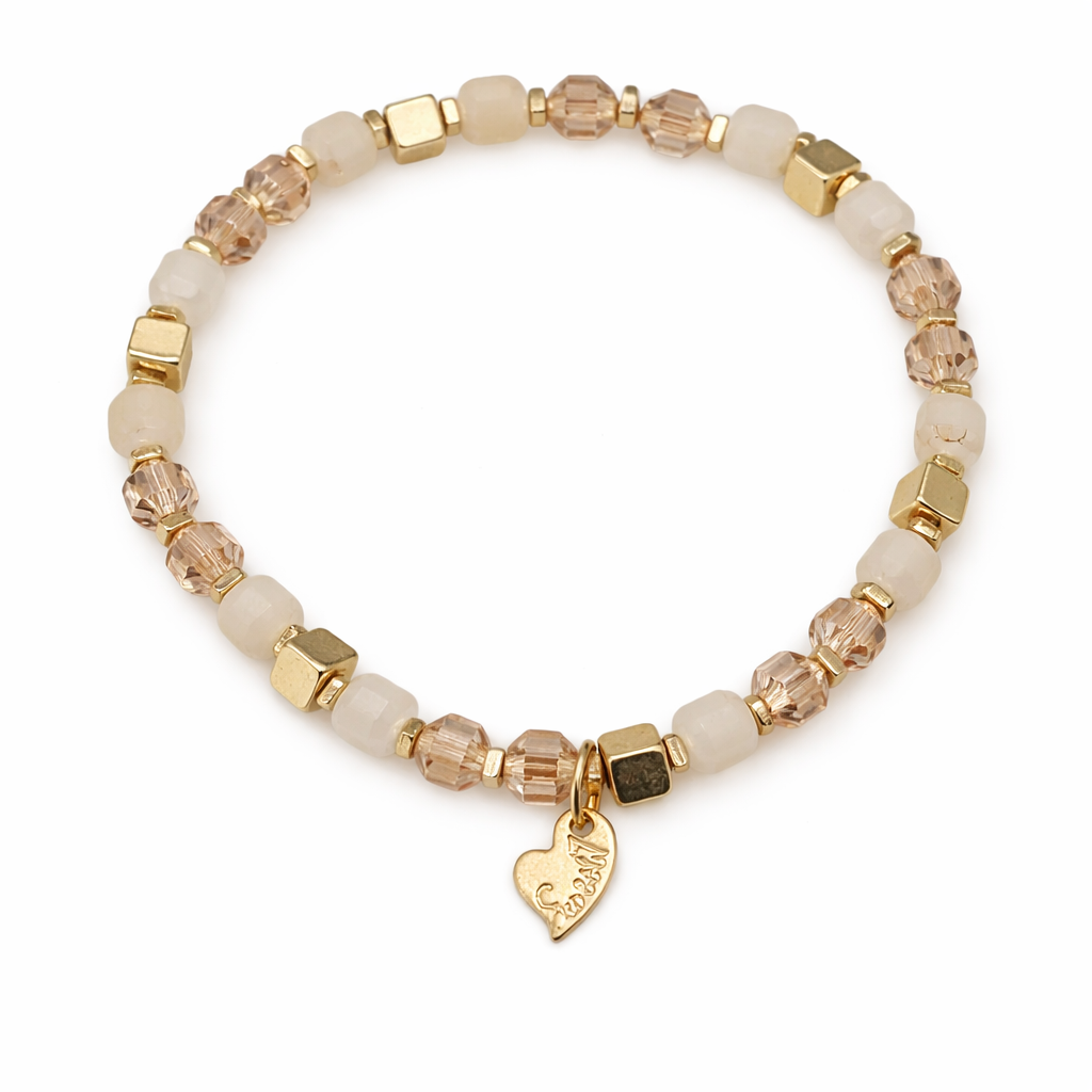 Armband elastisch Jade weiß Gold nickelfrei Modeschmuck kombinierbar Sweet7
