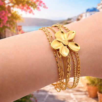 Armband Mehrfachkette Blumenmotiv Gold Silber Statement Trend Amorino
