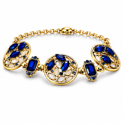 Armband Blossom Bijoux Kristall Strass Goldfarben Schwarz Rot Weiß Blau Statement