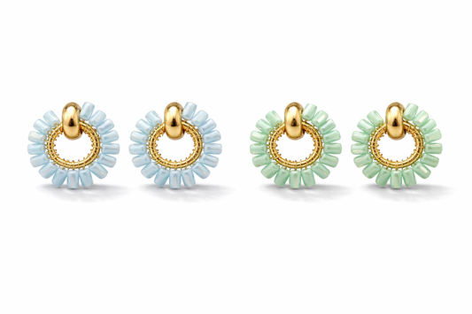 Biba Ohrringe Ohrstecker Goldfarben Kreis Crystal Steinchen Türkis Hellgrün