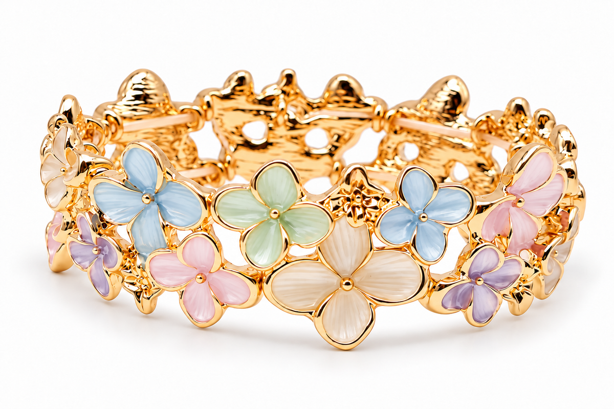 Armband Elastisch Blumen Floral Pastell Ardoné Nickelfrei