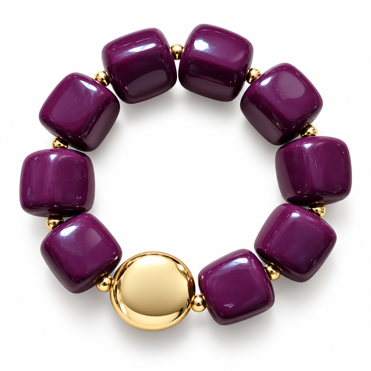 Halskette Armband klobig elastisch Lila Toffee Bordeaux Set