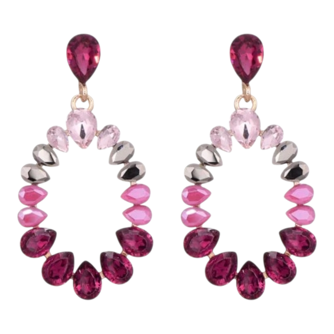 Ohrringe Ohrhänger Oval Pink-töne nickelfrei rosa Straß Sweet7 Rosa Statement