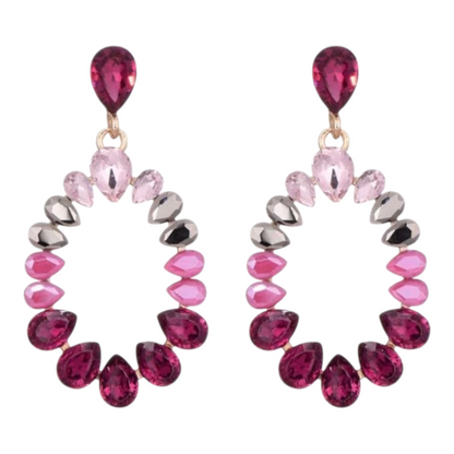 Ohrringe Ohrhänger Oval Pink-töne nickelfrei rosa Straß Sweet7 Rosa Statement