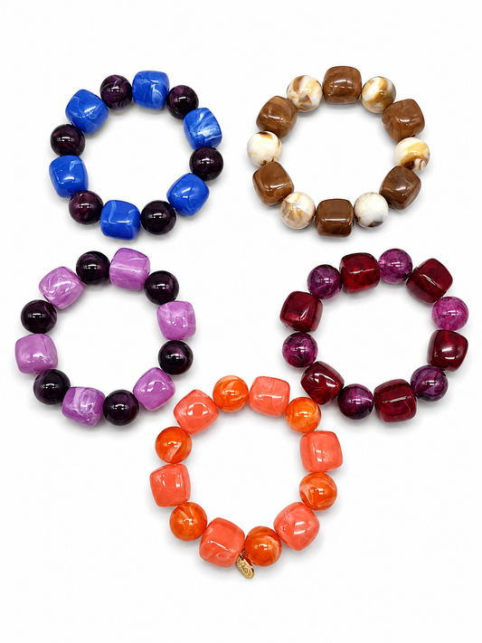 Armband Blau Orange Lila Bordeaux Naturtöne Trend elastisch