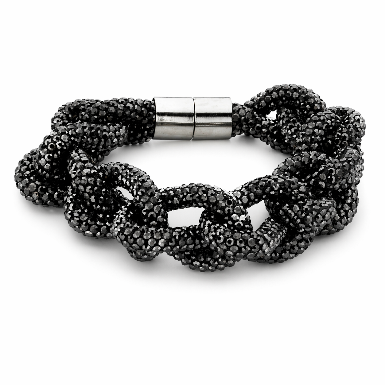 Armband Champagne Gun-Metal Knoten besetzt Glasperlen Statement Biba