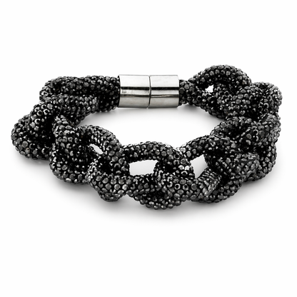 Armband Champagne Gun-Metal Knoten besetzt Glasperlen Statement Biba