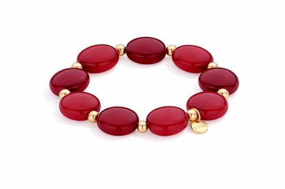 Armband elastisches mit Resin Perlen in Rot-töne Nickelfrei Biba