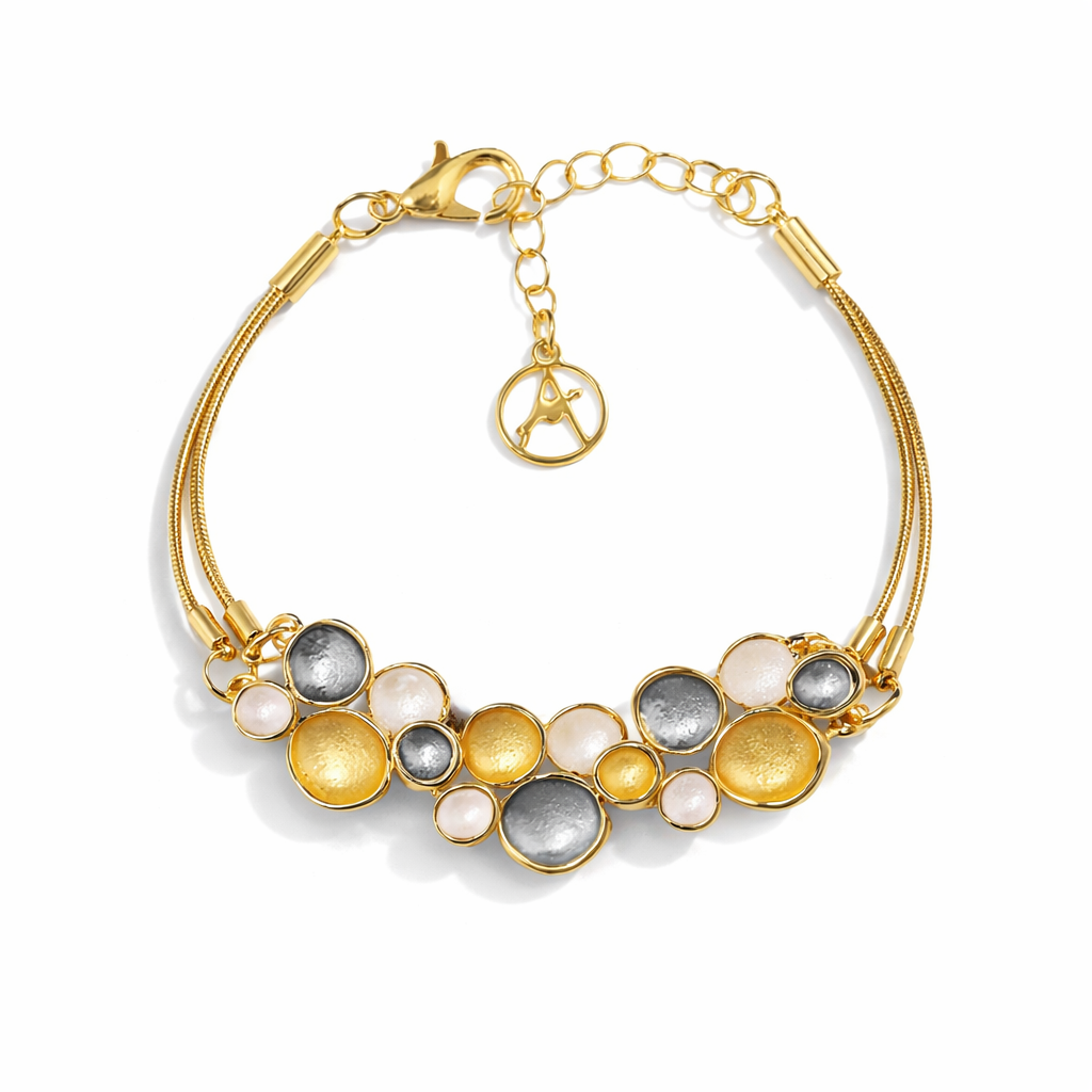 Armband Emaille nickelfrei Pastell blau hellblau goldfarben Trend Amorino