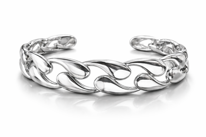 Armreif Eleganter Tropfen-Edelstahl-Armreif Silberfarben Trend Commos