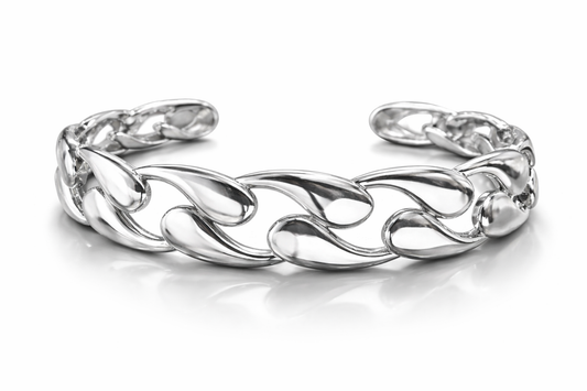 Armreif Eleganter Tropfen-Edelstahl-Armreif Silberfarben Trend Commos