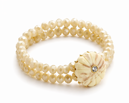 Armband Doppelarmband elastisch Medaillon Creme Biba