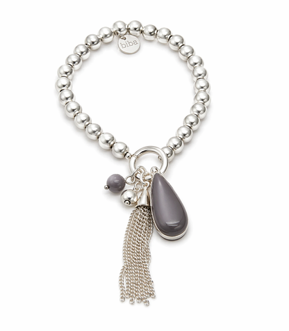 Armband Silberfarben grau nickelfrei stretch elastisch Anhänger Biba