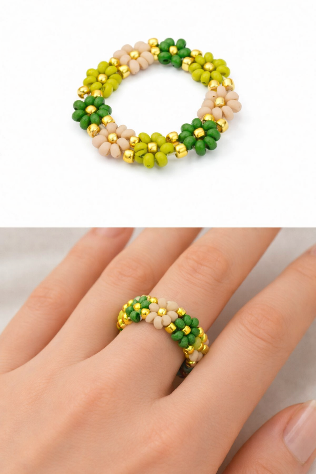 Ringe Elastische "Flower Power Ringe" Trend 2026 Miyuki Perlen Biba