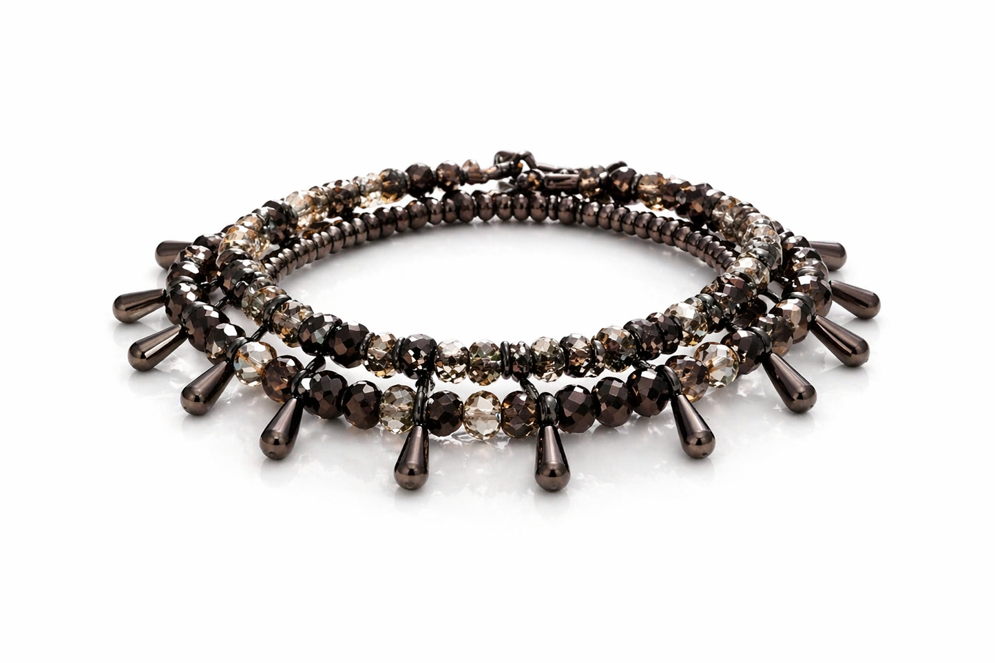 Armband  3-fach Armband Tropfenarmband Gun Metal Trend Ibiza Biba