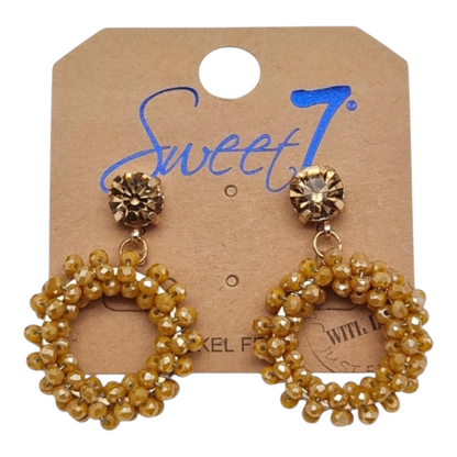 Ohrringe Orhänger Gold Blass-Orange Strassstein Perlenanhänger Nickelfrei Sweet7