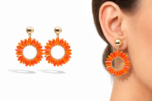 Ohrhänger Mandarin Blumen Crystal nickelfrei orange Kreis Mandarin Yehwang