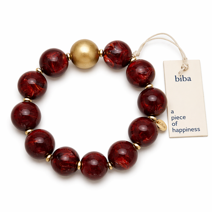 Biba Armband stretch elastische Burgund Bordeaux matt goldfarben nickelfrei