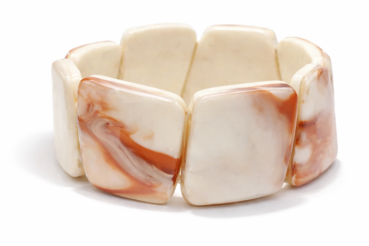 Armband Acryl Trapezförmige Elemente Elastisch Marmor- Naturstein-Look Amorino