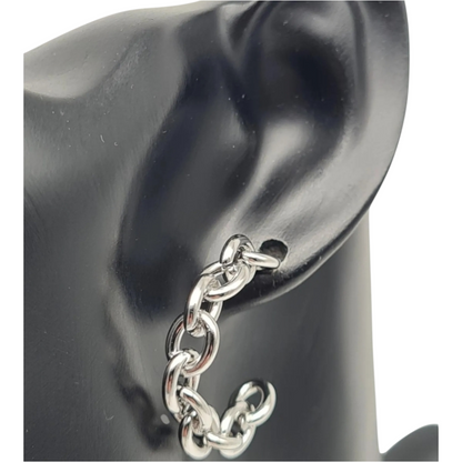 Ohrringe Creolen Silberfarben Chains Silberkette Nickelfrei Sweet7 Glieder