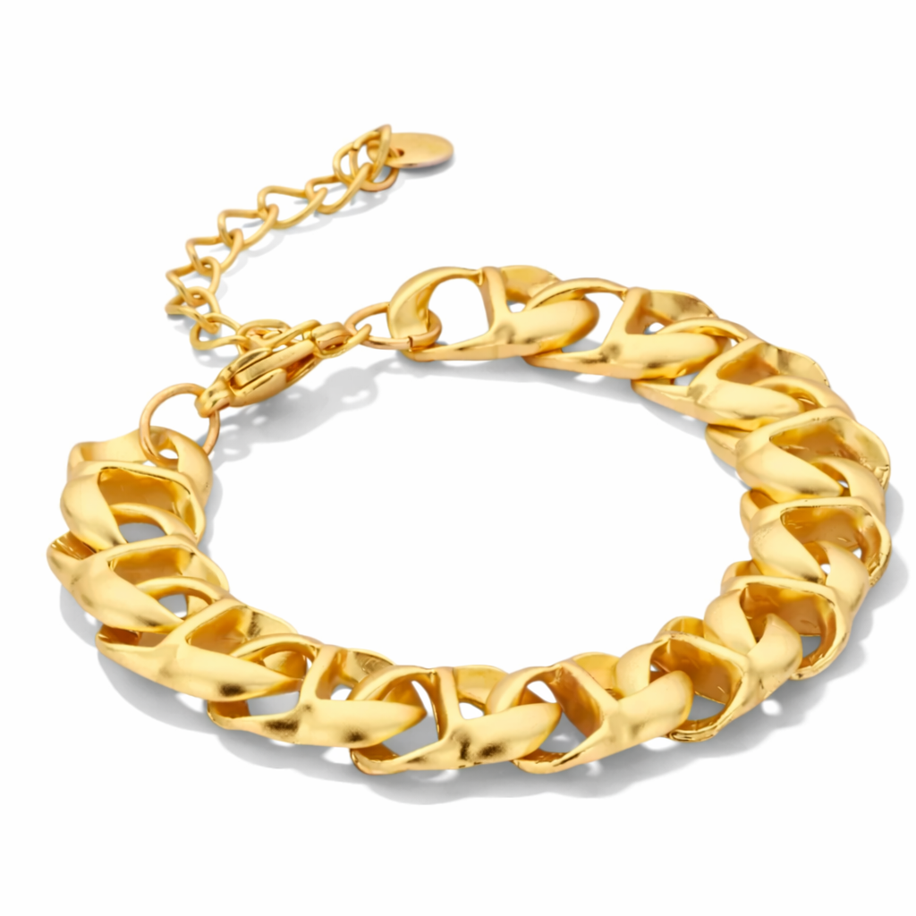 Armband Gliederarmband in Matt Goldfarben mit gedrehte Glieder Statement Biba