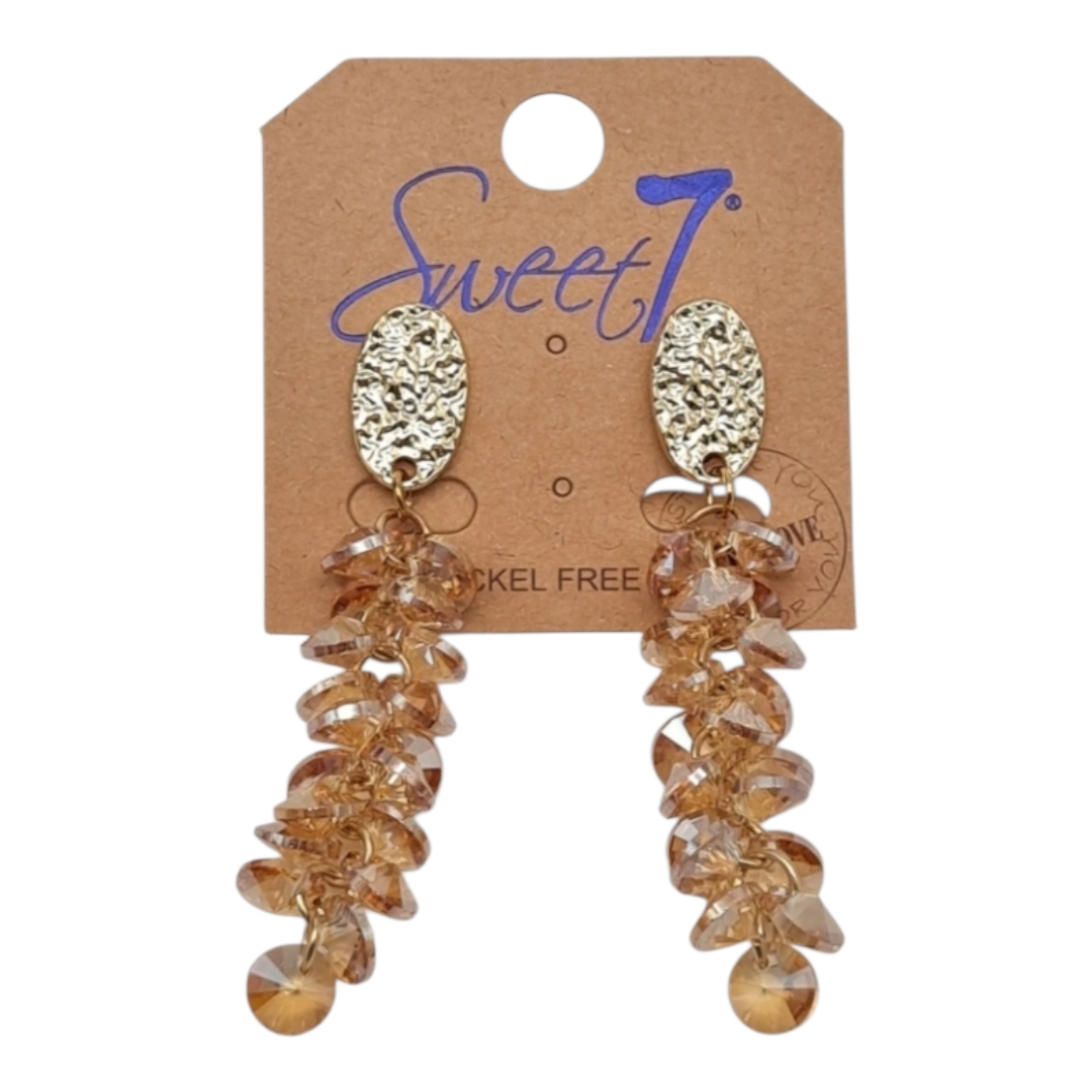 Ohrringe Orhänger Gold   Lachs Perlenkaskade Nickelfrei Sweet7 Kristall