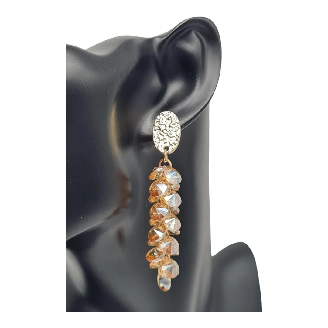 Ohrringe Orhänger Gold   Lachs Perlenkaskade Nickelfrei Sweet7 Kristall