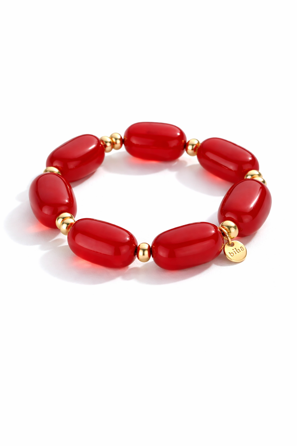 Biba elastisches Armband mit Resin Perlen in Kirschrot