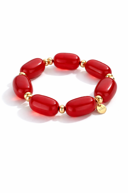 Biba elastisches Armband mit Resin Perlen in Kirschrot